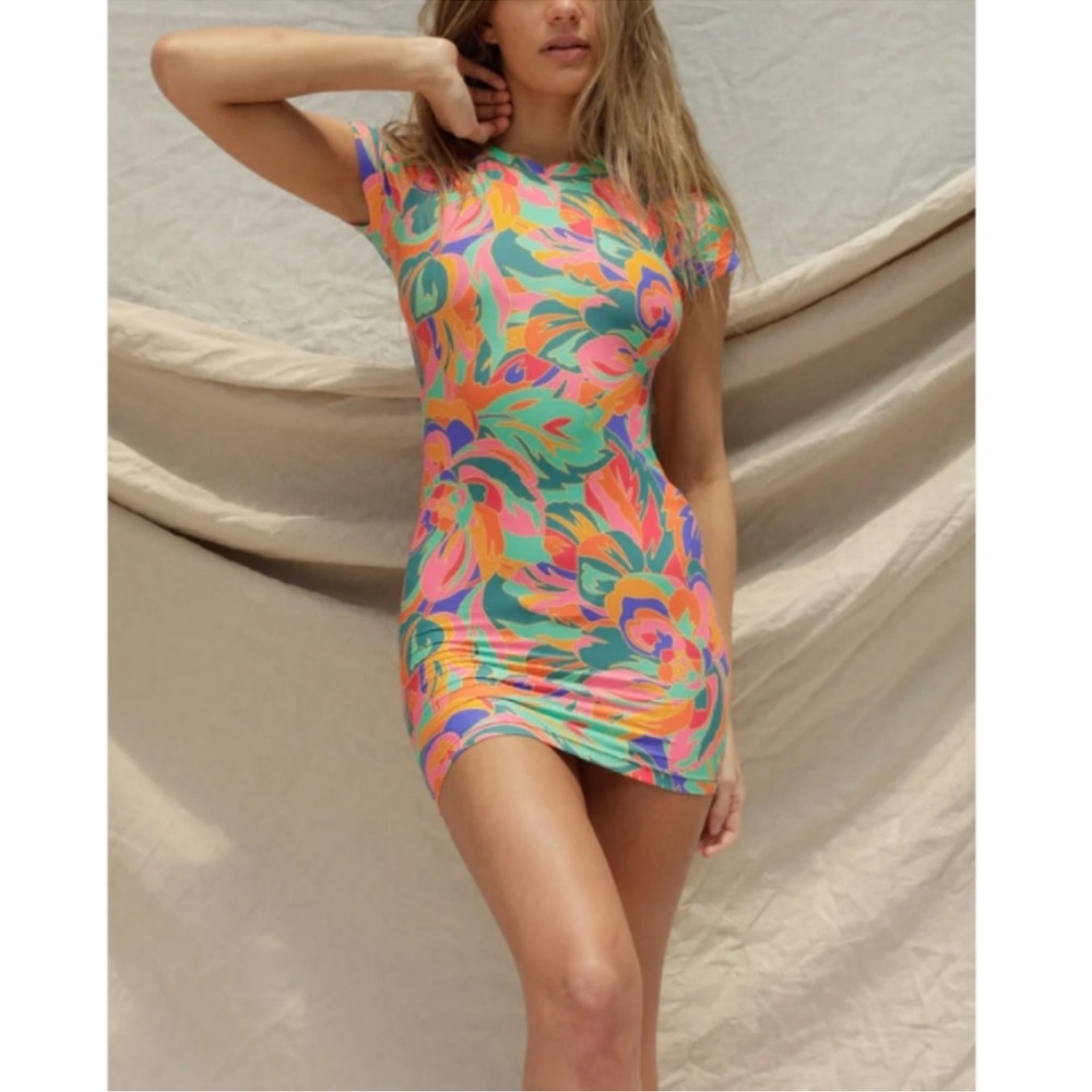 Stone Fox Swim Bambi Baby Tee Dress-Stained Glass-Small NWT